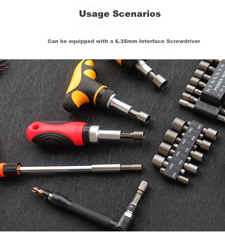 Dedong Socket Set with Hexagonal Screwdriver Bits, Electric Drill Screwdriver Set, Nuts, Extended Sockets, 14-Piece Set 6