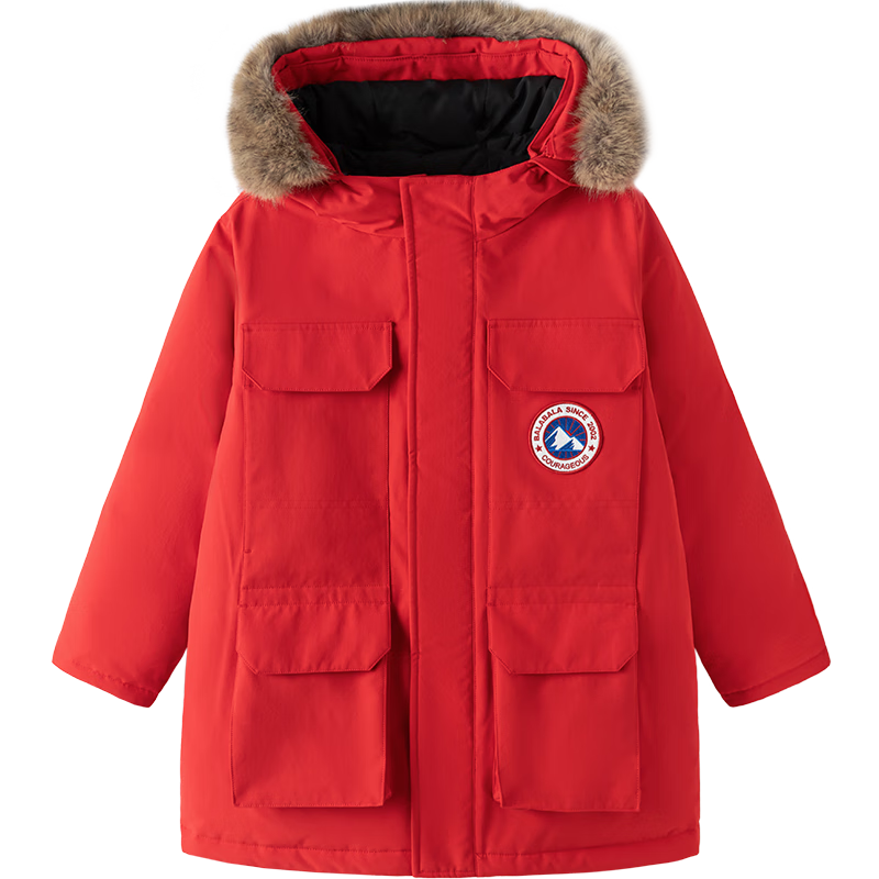 BALABALA Kids Down Jacket Boys Girls Autumn Winter New Mid-Length 2025 Thickened Fur Collar 209425107211