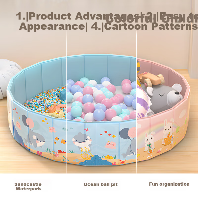 DEERC Foldable Ocean Ball Pool Play Mat Fence, Large Inflatable Ball Pit, Indoor Toy, Birthday Gift