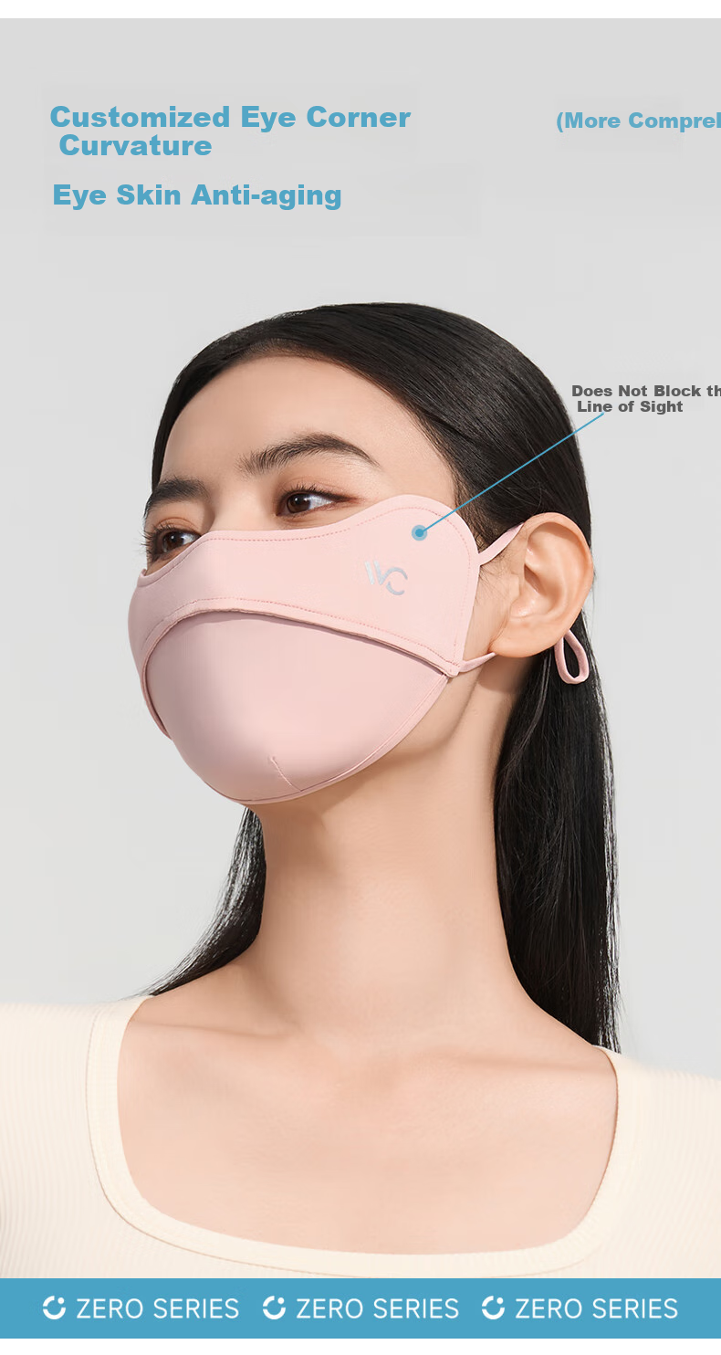 VVC Sun Protection Face Mask for Women, UV-Resistant, Eye Corner Protection, Sun-Shading, Ice Silk Cool Feeling, Breathable Face Mask, Ice Mist Pink 3