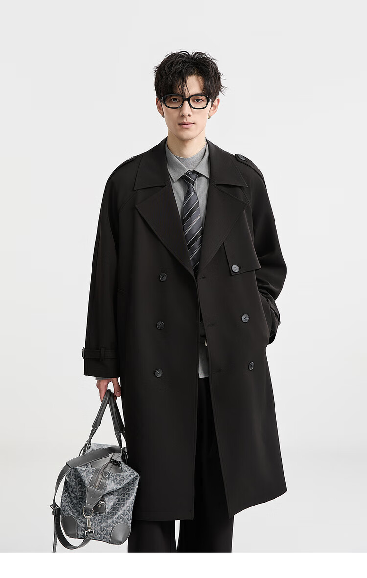 Earl Zuoer 2025 Autumn New Over-the-Knee Long Trench Coat Men's Business Casual Loose High-End Wrinkle-Resistant Non-Iron Overcoat 16
