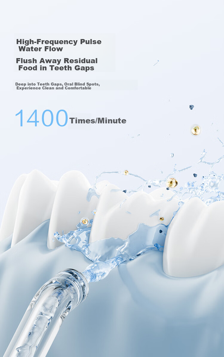 JD Jingzao High-End Portable Oral Irrigator Blue with Screen Display, 10-Level Adjustment, 300ml Large Water Tank, Dental Cleaner, Teeth Washer, Tartar Prevention for Women 7