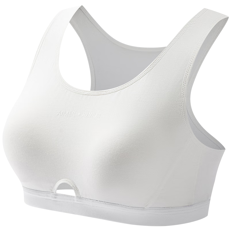 Aimer Junior Milk Skin® Bra for Older Girls, Developmental Underwear, Three-Stage Short Vest, All-Season Style, White, Size 165