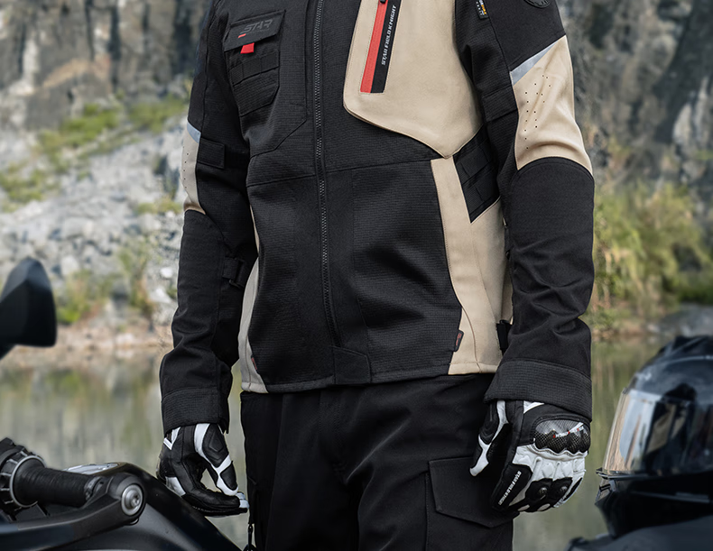 STAR FIELD KNIGHT Motorcycle Riding Jacket, Summer And All-Season Warm Fleece-Lined, Outdoor Motorbike Travel Gear, Black, Size 3XL 33