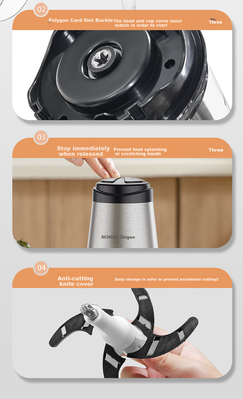 CHIGO Meat Grinder for Home Use, Mincer Machine, 304 Stainless Steel Small Multifunctional Food Processor, Meat Chopper, Dumpling Filling And Garlic Paste Maker, 2L Dual Blade Head ZG-L805 18