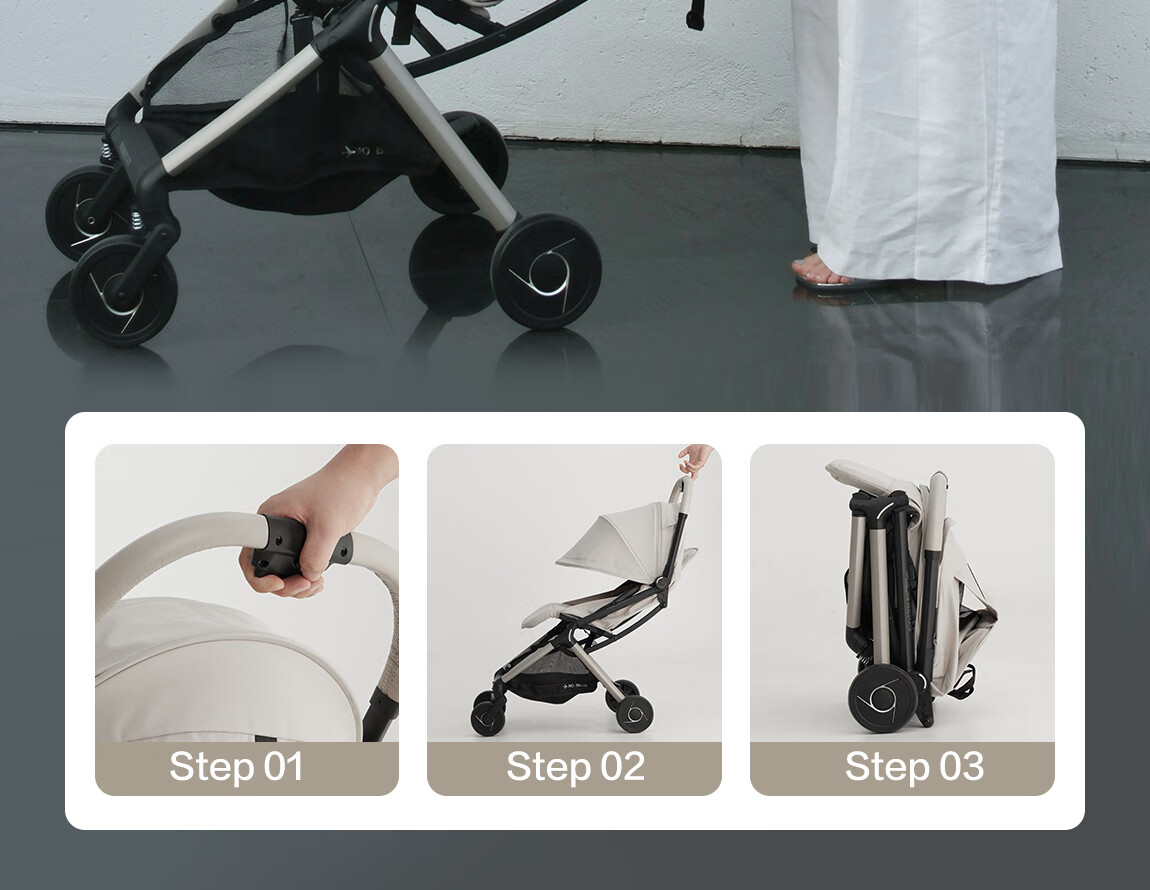 BEIESTATE New Route Baby Stroller Foldable Lightweight Kids Pram Sit and Recline Travel Stroller Mu Bai 18