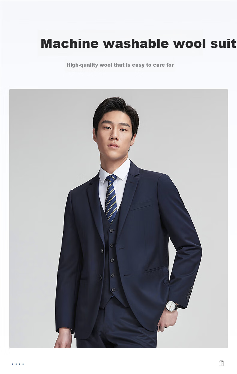 Goldlion [Machine Washable Wool/anti-Static] Men's Business Suit Jacket, High-End Version, Cool Style, Navy Blue, Size 48A 1