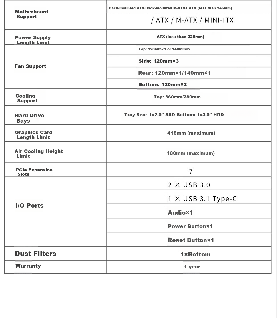 LIANLI Fengyi V100 Computer Case, Seaside View Case, Black / Supports ATX Motherboard / 360mm Water Cooling / Pre-Installed Graphics Card Bracket 14
