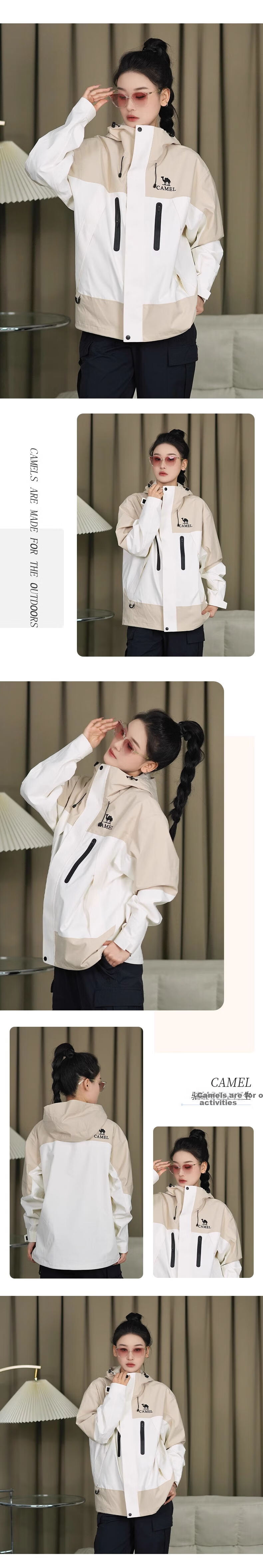 CAMEL [Wang Junkai's Choice] Outdoor Jacket Three-In Unisex Spring And Autumn Fleece-Lined Windproof Waterproof Mountaineering Coat 26