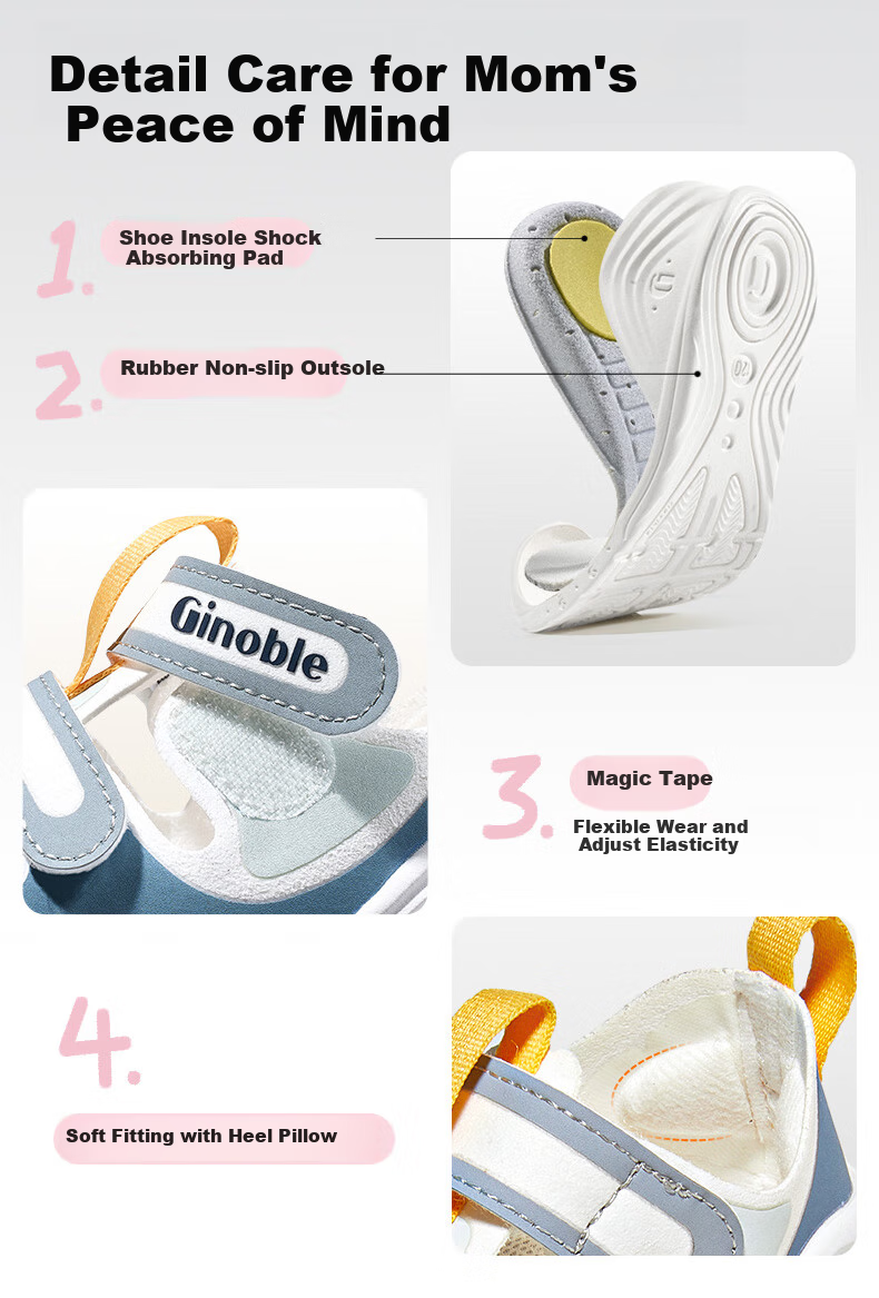 Ginoble Toddler Shoes for 8-18 Months, Sandals for Summer, Breathable Pre-Walking Shoes for Boys And Girls, GB2193 Brow 8