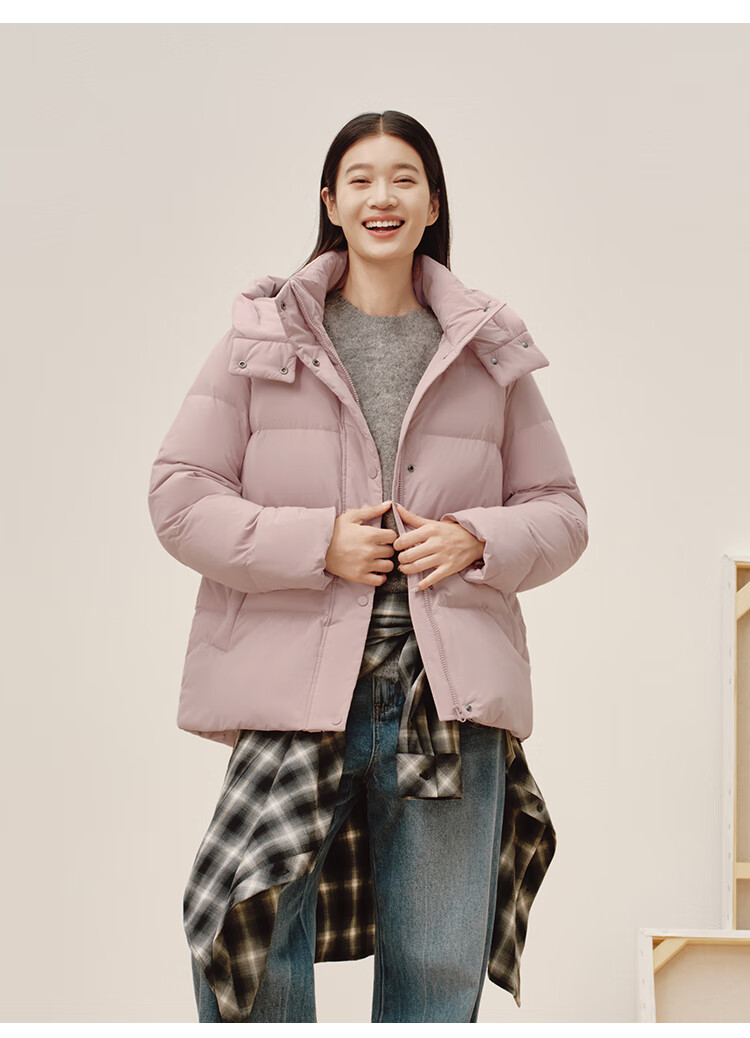 JD Original down Jacket for Women, 90% Duck Down, Puff Mid-Length Style, Fashionable Versatile, Winter New Thick Coat, Pure Gray, Size L 23