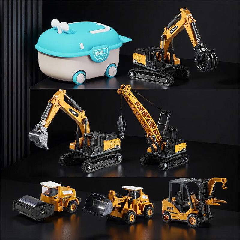 Gangliwei Realistic Alloy Engineering Vehicle Excavator Crane Model Storage Set Sliding Children's Toy Boys Birthday Gift