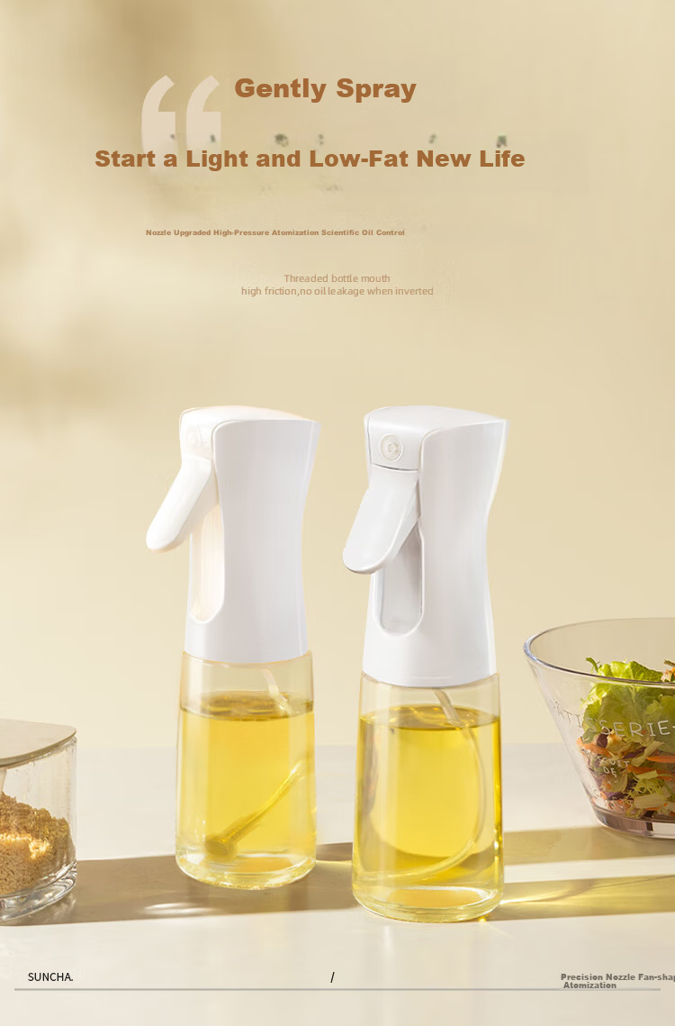 Double Gun Oil Dispenser Spray and Pour Two-in-One Atomizing Edible Oil Glass Bottle Kitchen Household Oil Drip-Free 2