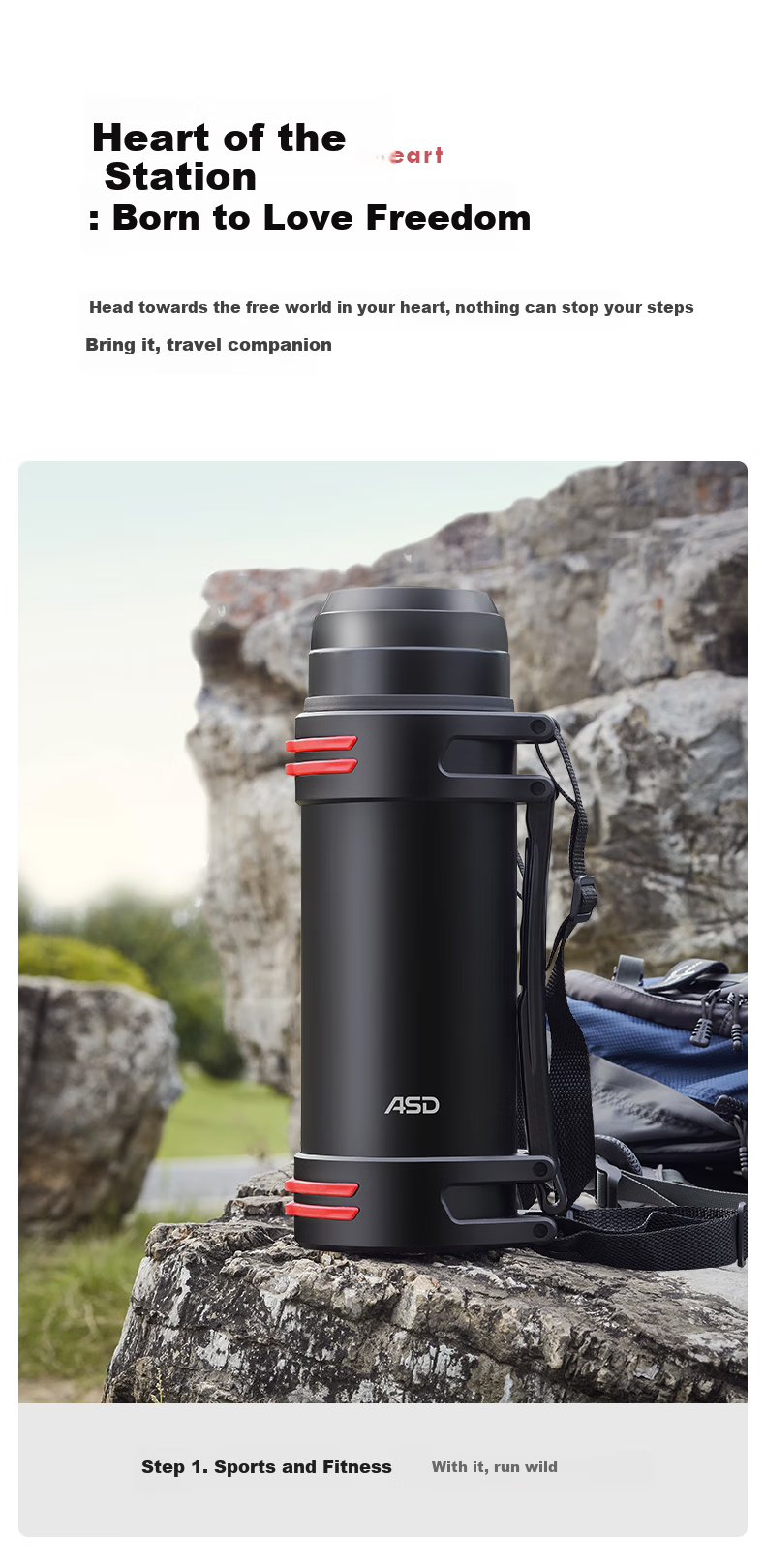 ASD Insulated Bottle, Outdoor Thermos, Vacuum Stainless Steel, Large Capacity, Sports Travel Car-Mounted Hot Water Bottle, RWS20P7WG-D 9