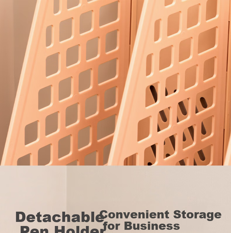 Deli File Organizer, Morandi Desktop Storage Box, Multi-Layer File Holder for Office And Students, Document Rack with Basket, Storage Organizer with Built-In Pen Holder, Cherry Blossom Pink 10