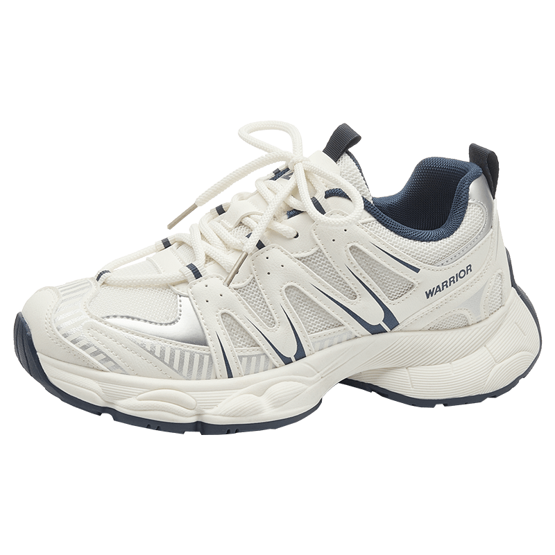 Warrior Women's Dad Sneakers 2026 Summer New Thick Sole Height Increasing Sports Shoes Women Beige Gray Dark Blue Size 35