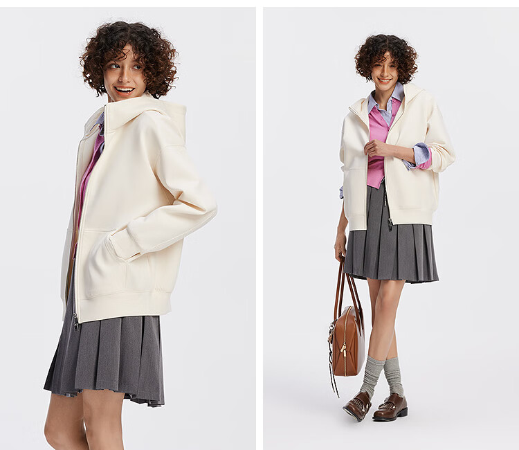 Semir Forest Soft Cotton Women's Solid Color Loose Fit Casual Hoodie Jacket 2025 Autumn Mall Style 101525108008 3