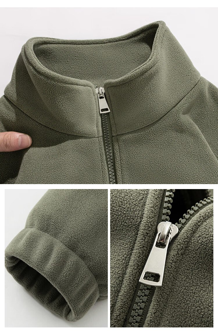 FIRS Heavyweight Thickened Autumn Winter Premium Polar Fleece Jacket Men Stand Collar Double-Sided Warm Business Casual Coat 1