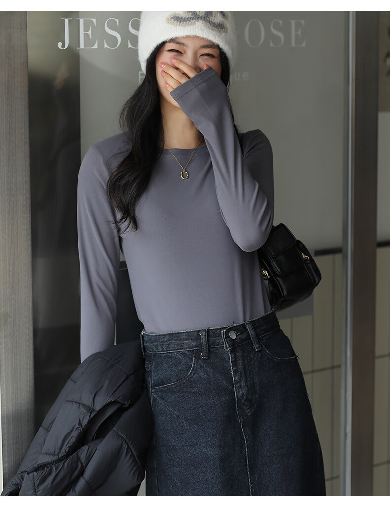 LangSha Women's Autumn Slim Fit Base Layer Long Sleeve T-Shirt 2025 New Round Neck Casual Top 20