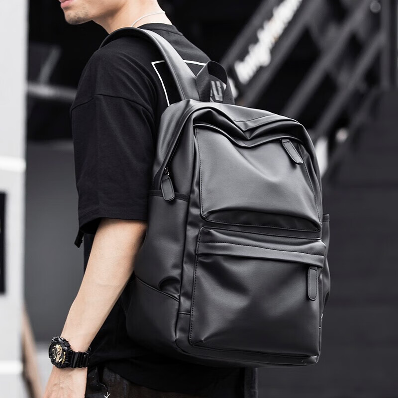 Fanzhe Casual Men's Backpack Trendy Men's Laptop Bag Korean Style High School Student Schoolbag Unisex Fashion Travel Leather Backpack