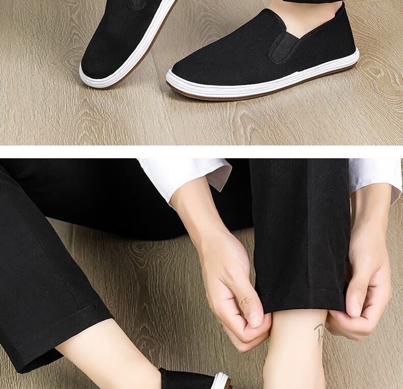 Lifeng Old Beijing Cloth Shoes Men's Genuine Handmade Thousand-Layer Mugwort Odor-Resistant Cowhide Sole Breathable Casual Shoes Black Size 40 16