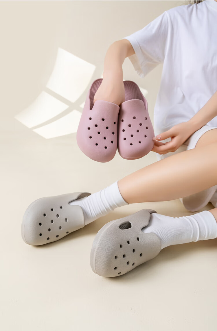 Home Story × Jingdong Co-Branded EVA Odor-Resistant Ultra-Soft Perforated Slippers for Children, Yellow, Size 31-32 25
