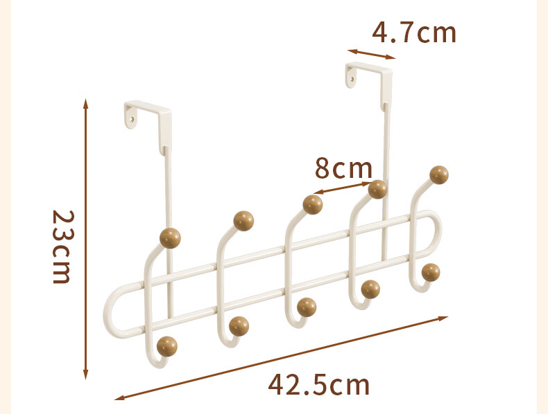 Baicaoyuan Double-Layer Door Hook Rack No-Drill Over-the-Door Storage Rack with 10 Hooks for Bedroom and Bathroom 15