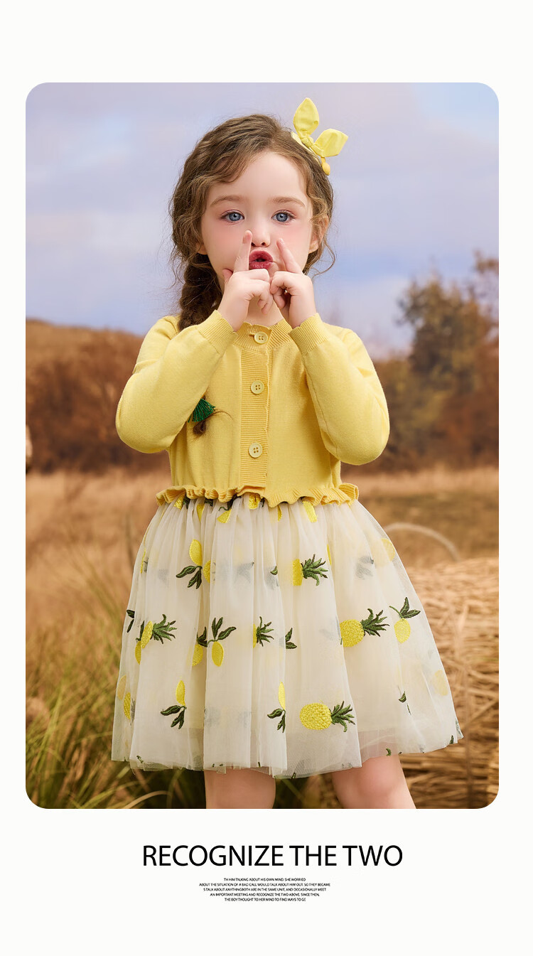 ASK JUNIOR Kids Dress Spring Toddler Patchwork Mesh Knit Dress Girls Ruffle Princess Dress Yellow 120 18