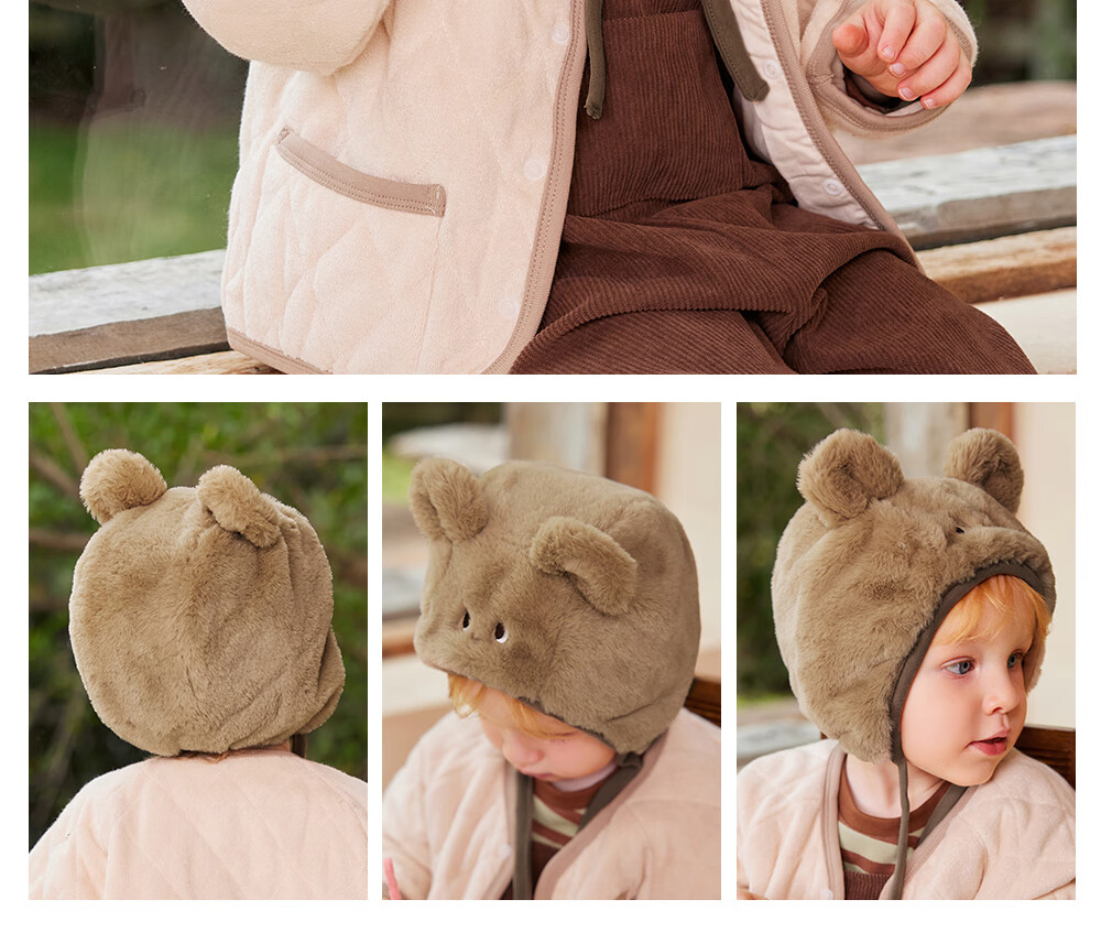 Beitais Baby Hat Autumn Winter Thickened Fleece Windproof Warm Plush Ear Protection Hat for Boys and Girls 22