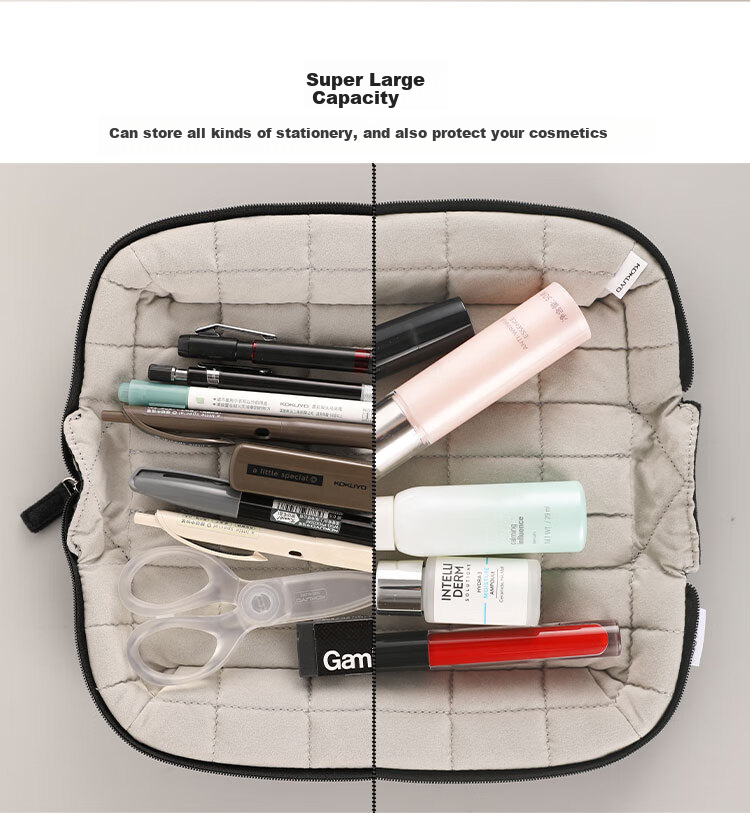 KOKUYO Student Office Storage Bag, NEMU Pillow Bag, Polyester Canvas Pencil Case, Black Medium Size, WSG-KUK261D 6