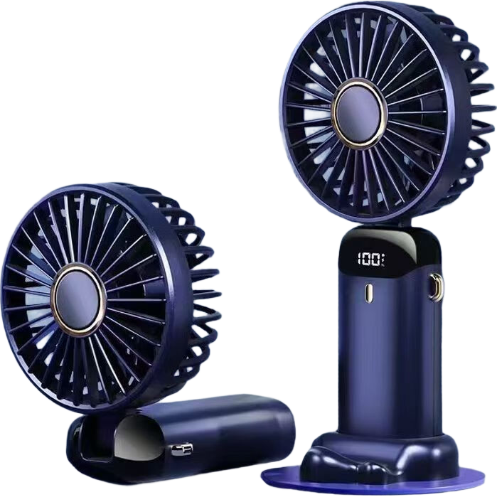 Kelleia Handheld Mini Fan, Portable Stand, USB Foldable Desktop Neck-Hanging Style, Outdoor Student Dormitory Office Quiet Operation, Rechargeable, High Wind Power, Long Battery Life, Blue