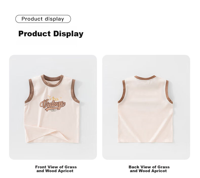 NUBIWU Children's Pure Cotton Tank Top, Summer Lightweight Breathable Undershirt, Boys Stylish Printed Sleeveless T-Shirt, Wide-Shoulder Vest 22