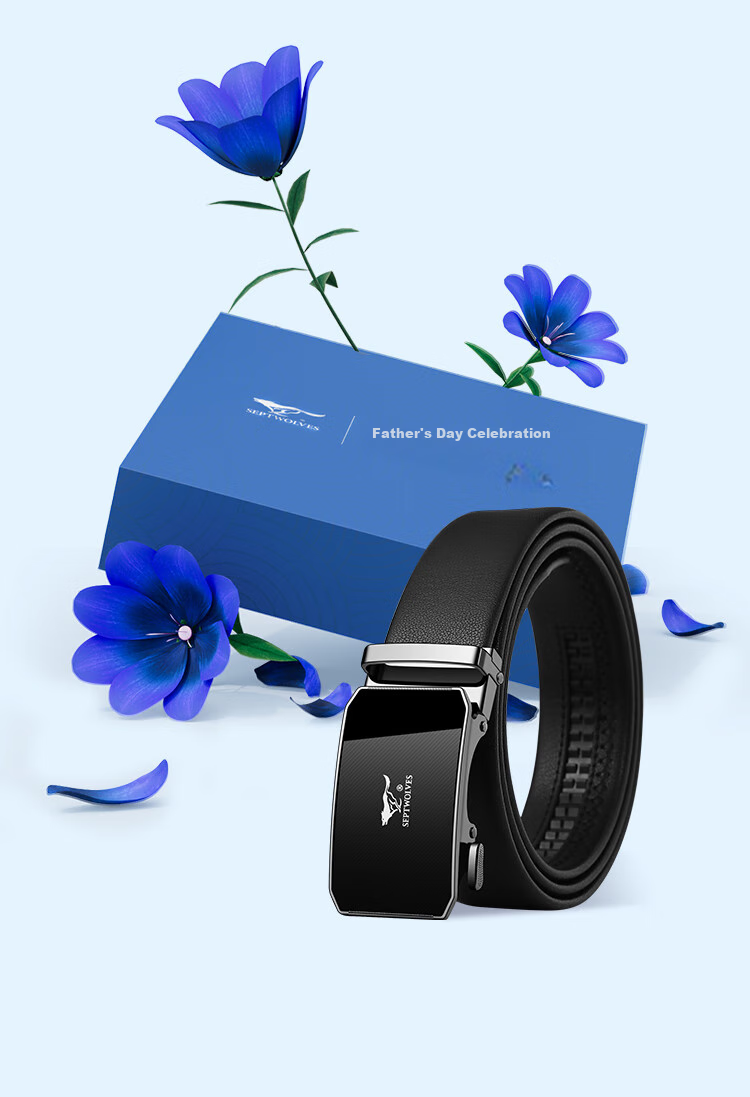 SEPTWOLVES Men's Leather Belt, Business Automatic Buckle Gift Box, Practical Present for Boyfriend, Husband, Father, Anniversary Birthday Gift 12