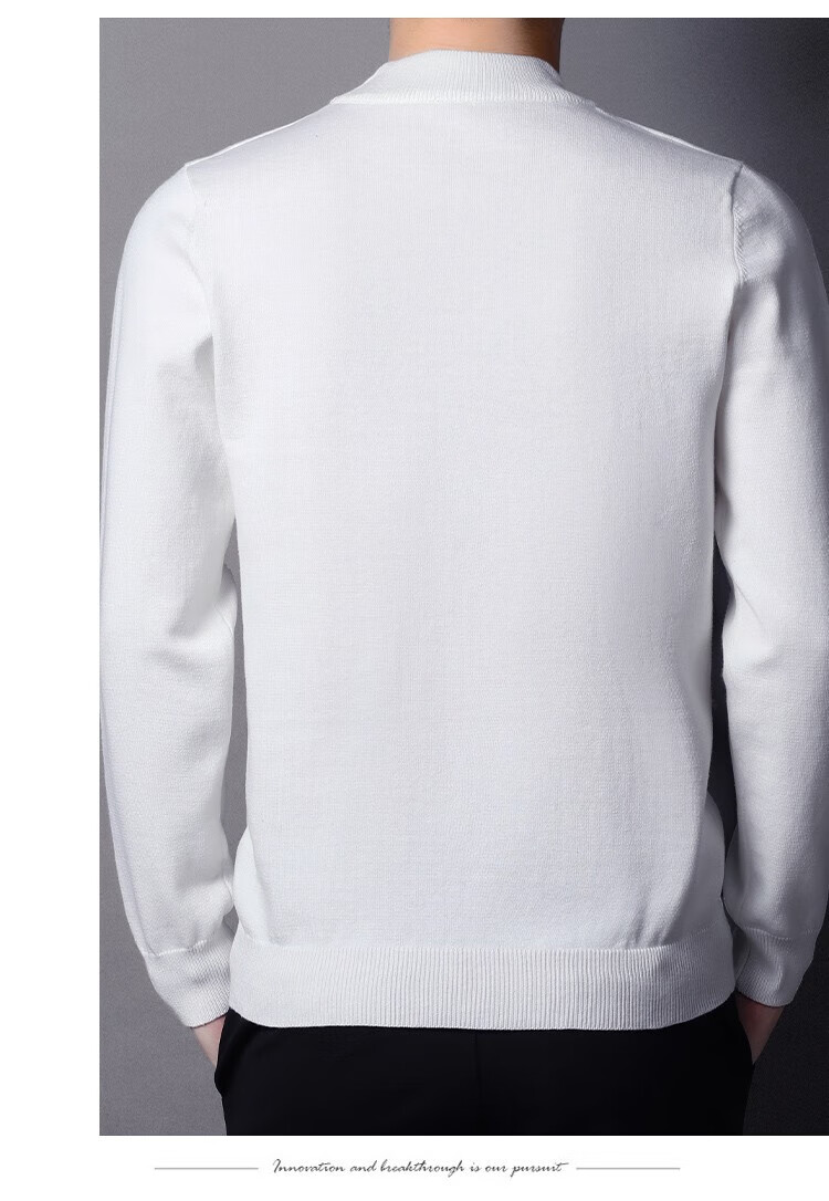 MULINSEN Men's Half Turtleneck Sweater Autumn Winter Pure Cotton Solid Color Business Casual Knitwear Base Layer Top Black L 5