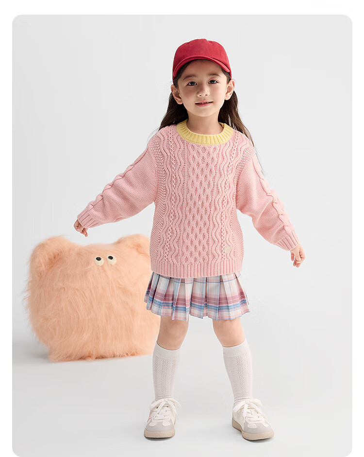 BALABALA balaOne Girls' Sweater 2025 Winter Cable Knit Pullover Boys' Baby Knitwear 208425103206 5
