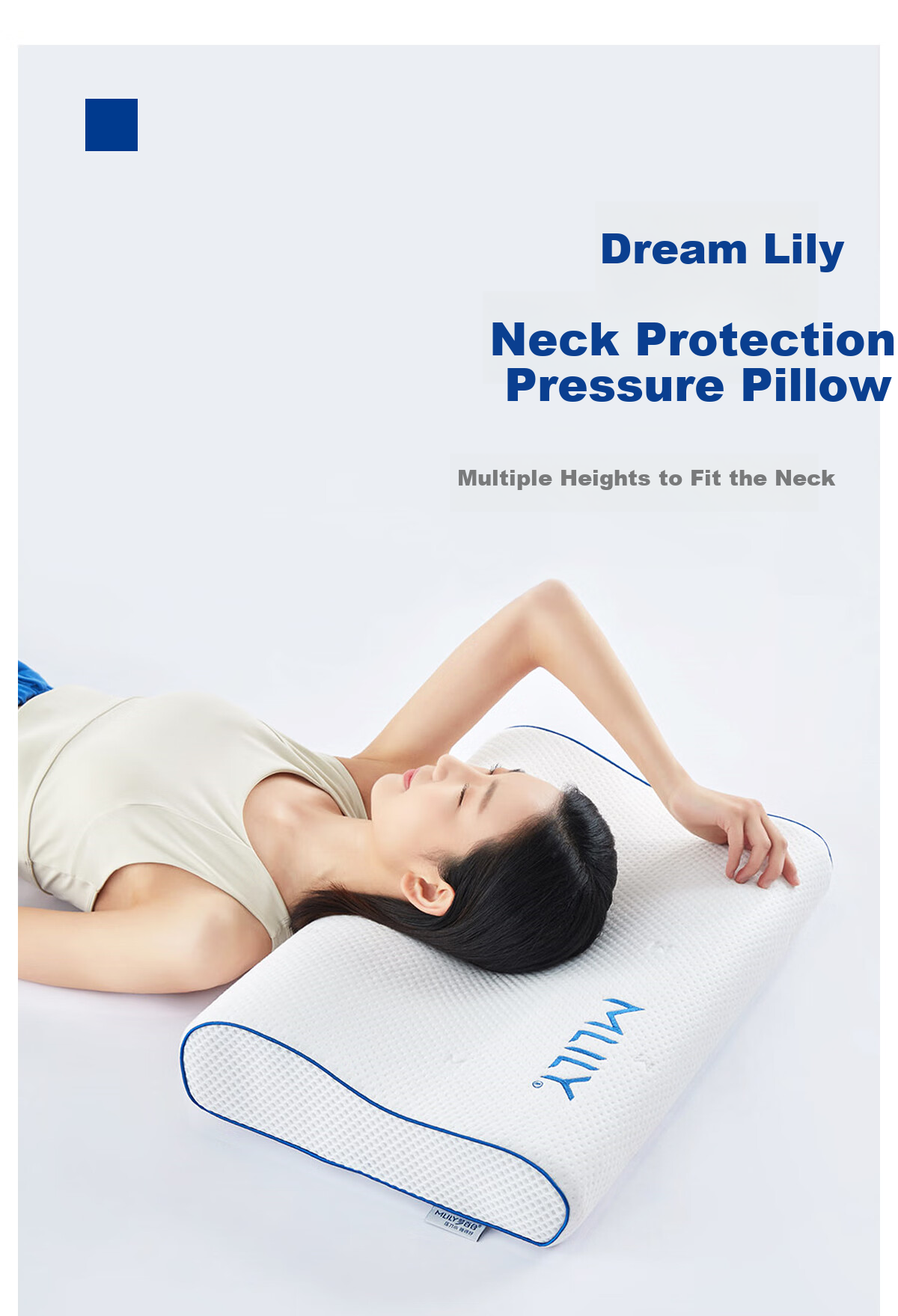 MLILY Memory Foam Pillow, Deep Sleep Cervical Pillow for Adults, Sleeping-Specific Pillow Core, Slow Rebound, Single Neck Protection Pillow, Zero Pressure Pillow, Size S 1