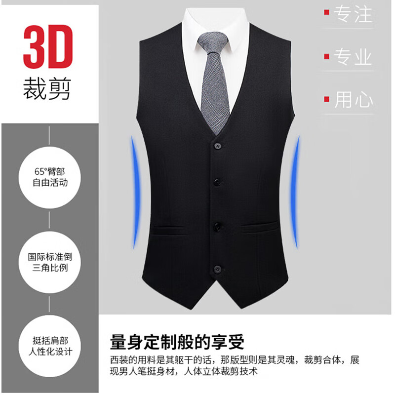 ROMON Men's Business Slim Fit Suit Jacket Professional Formal Groom Wedding Coat Navy Blue 5XL