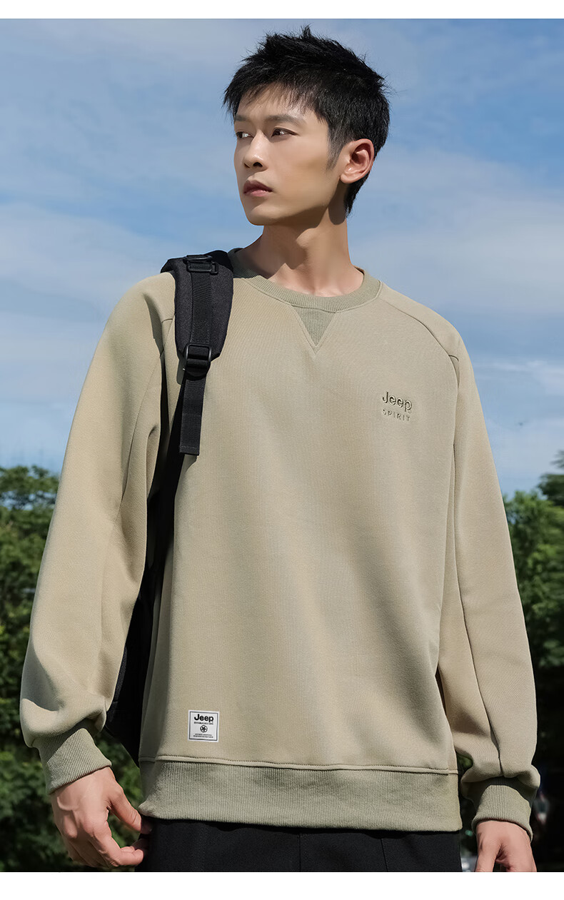 JEEP SPIRIT Men's Sweatshirt, Spring And Autumn Loose-Fit Round Neck Long-Sleeve T-Shirt, Casual Slim-Fit Base Layer Top for Me 6