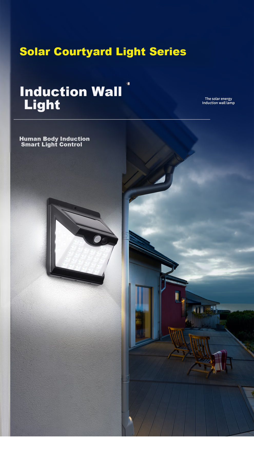 NVC Solar Outdoor Lighting Garden Light Outdoor Floodlight Aluminum Remote Control 2400lm Coverage Approx. 130㎡ 6