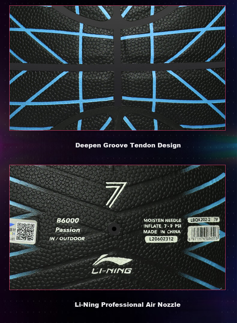 Li-Ning Basketball Size 7 for Adults And Teenagers, Indoor And Outdoor Competition Standard Ball, Non-Slip And Wear-Resistant, Size 7 Gift Basketball 26
