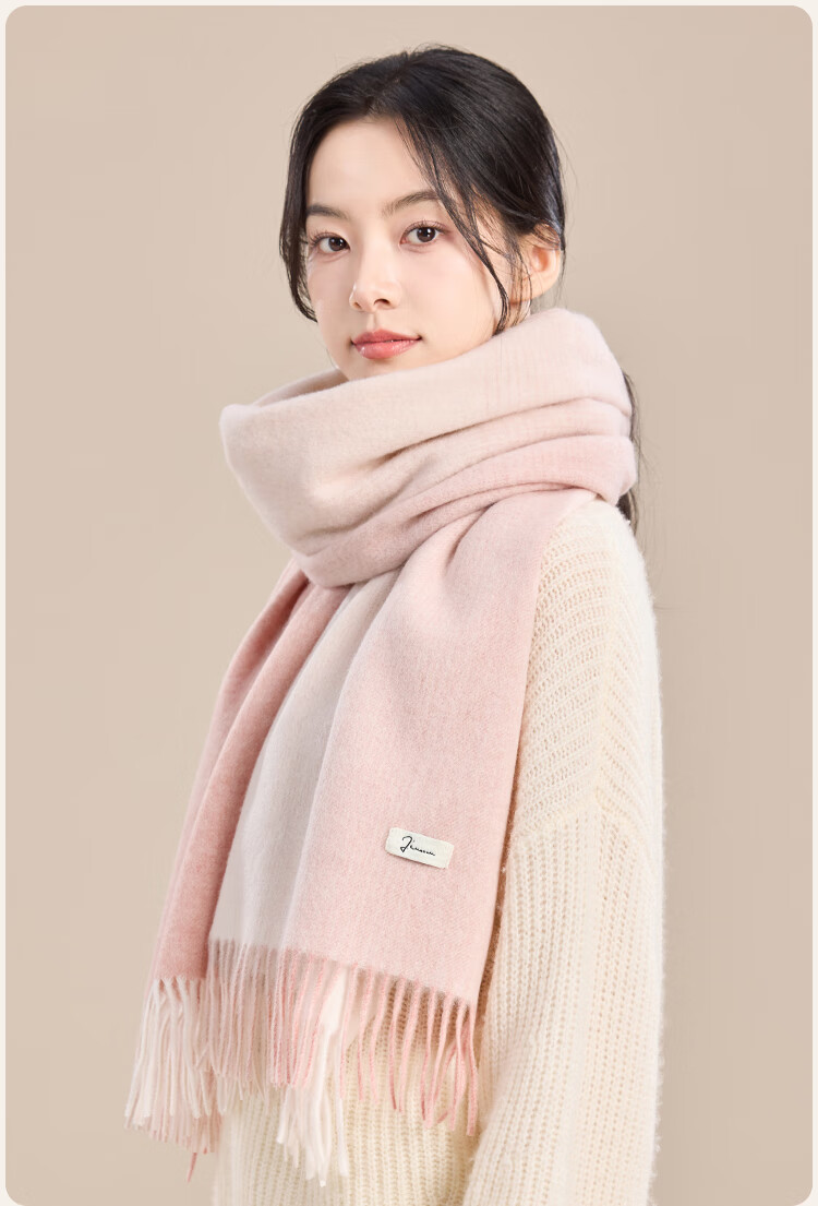 JIUMU Pure Wool Scarf for Women, Autumn And Winter Warm Shawl, Gift for Girls Or Mothers, Christmas Birthday Present, Gift Box Packaging 17