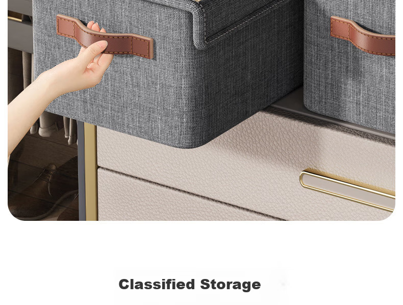 Shuranjia cation storage box steel frame organizer for pants and clothes, gray with lid, extra large size 10