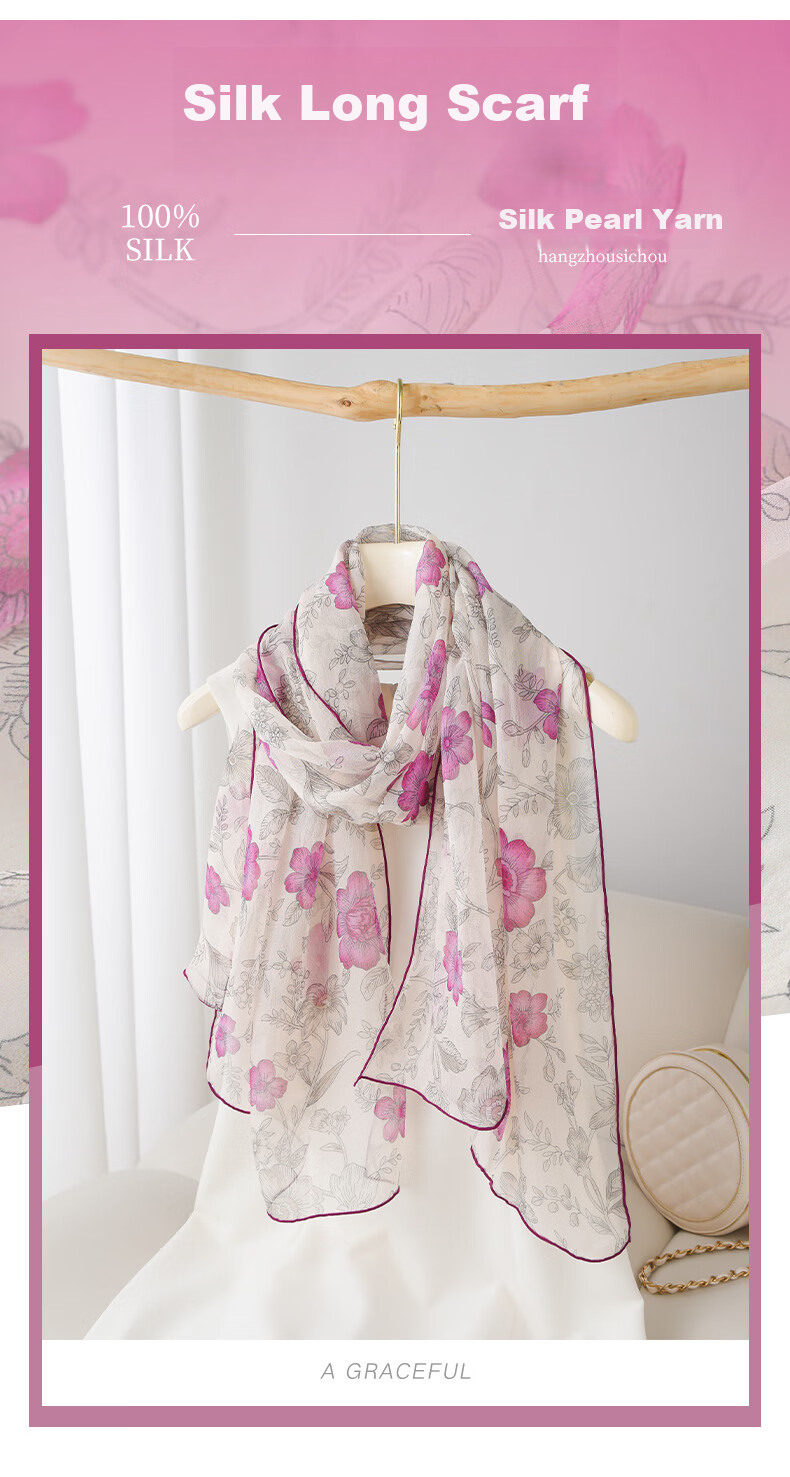 Hangsifu Silk Scarf, Neck Warmer Shawl, Pearl Yarn Neck Wrap, Practical Birthday Gift for Mom, Mid-Autumn Festival Present 1