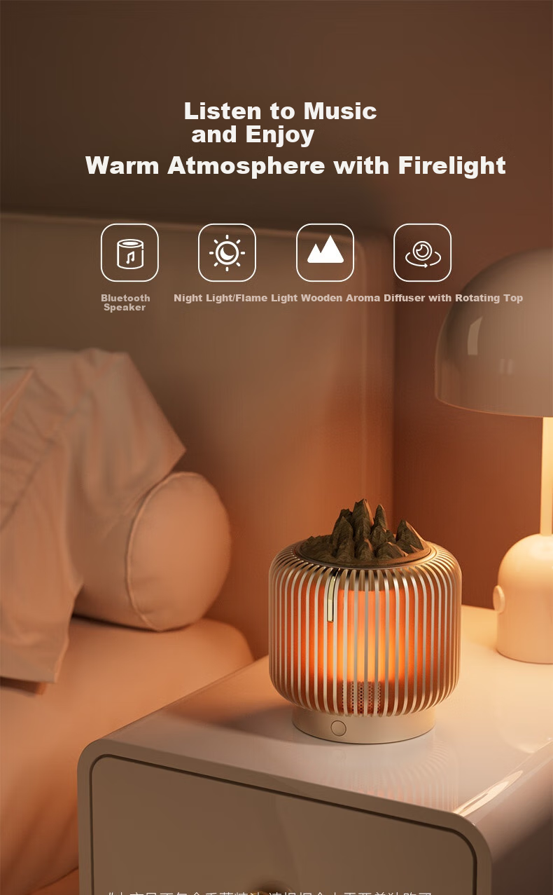 Kuangxiang Aroma Diffusing Bluetooth Speaker, Sound Atmosphere Lamp Flame Lamp Solid Wood Fragrance Dispenser for Living Room Bedroom Study Decoration, Birthday Mid-Autumn Festival Gift for Boyfriend Girlfriend 1