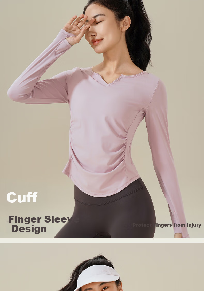 Ziyouxi Yoga Wear for Women, Spring And Autumn Quick-Dry Sports Fitness Top T-Shirt, Pilates Dance Training Long-Sleeve Cover-Up 6