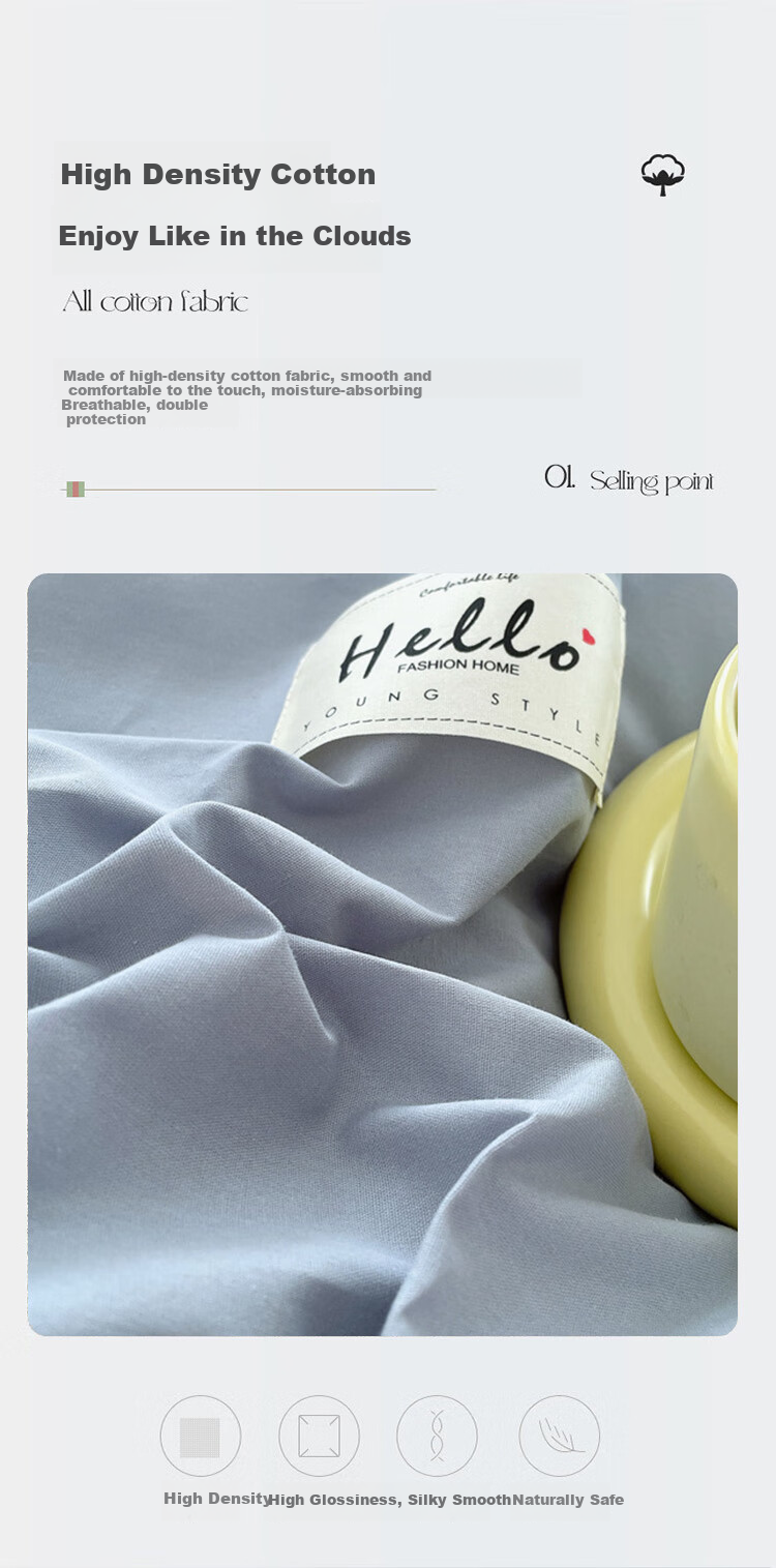 SOMERELLE A-Class 100% Pure Cotton Bedding Set 4-Piece Waffle Weave Cotton Sheet Set Duvet Cover 200x230cm for 1.5/1.8m Bed 2