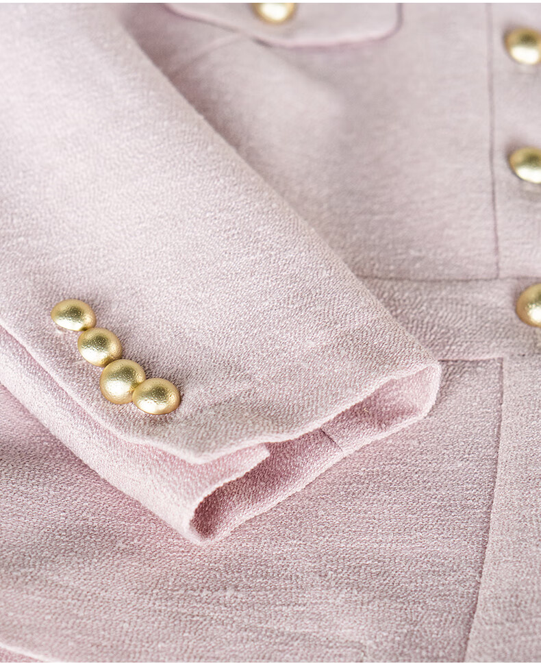 ROEYSHOUSE Premium Little Chanel Style Slim Fit Short Jacket + Skirt Two-Piece Set 09299 Pink M 16