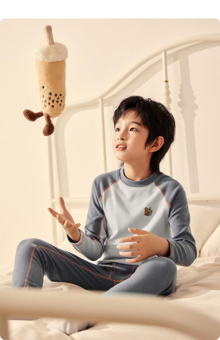 Balabala Thermal Underwear Set Thickened Autumn Winter Comfortable Girls Autumn Clothes and Pants Warm Ginger Heating Pajamas 208424169008 1