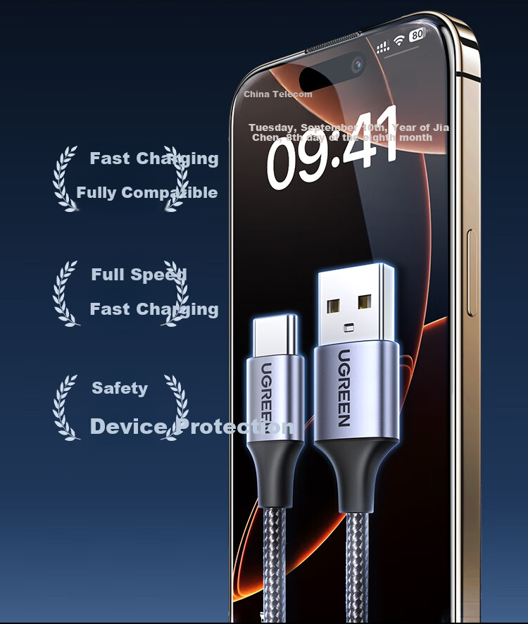 UGREEN Compatible with Apple 18 Charging Cable, Type-C Data Cable, USB-C Car Charger for CarPlay, IPhone 18/17e/16 Pro Max, Huawei Honor Phones, IPad 2, 3A 6