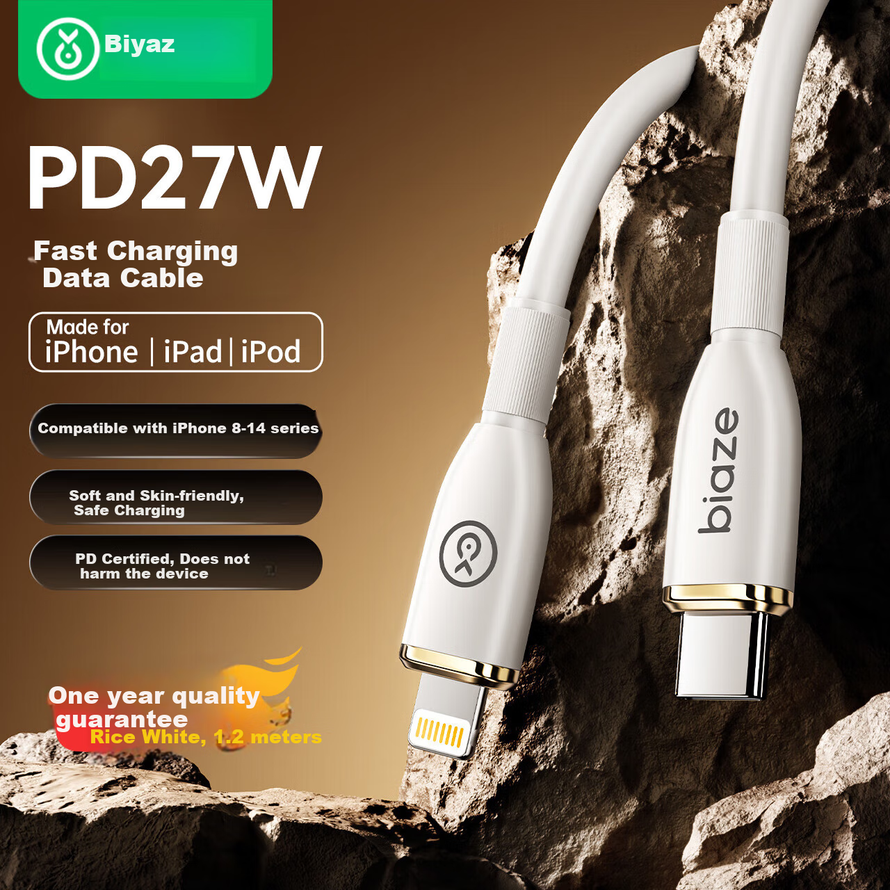 BIAZE, Suitable for Apple Charging Cable And Data Cable, PD30/20W Lightning Fast Charging Cable, for IPhone14/13promax/12/11/xs, Type-C Fast Charging Cable, 1.2 Meters